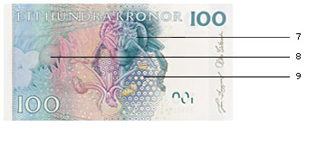 Picture on the reverse of the valid 100-kronor note