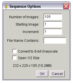 Import Image Sequence Dialog